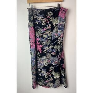 Vtg Clio Midi Skirt Sz 1X Asian Ladies Floral Y2K 90s Pagoda Fairycore Pink
